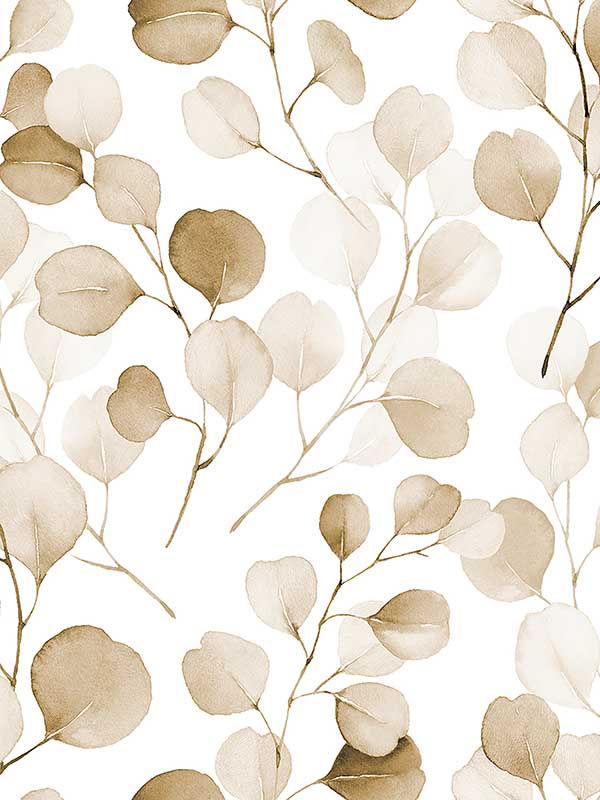 Eucalyptus fabric in white brown color - pattern number 47422 - by Galerie in the Flora collection