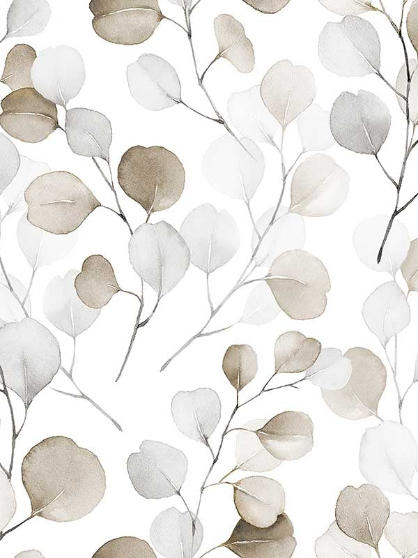 Eucalyptus fabric in weiss brown color - pattern number 47423 - by Galerie in the Flora collection