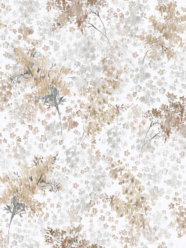 Soft Foliage wallpaper in white brown grey color - pattern number 47453 - by Galerie in the Flora collection