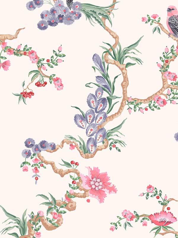 Birds and Berries fabric in spring color - pattern number 131429 - by Graham and Brown in the Cath Kidston SS25 collection