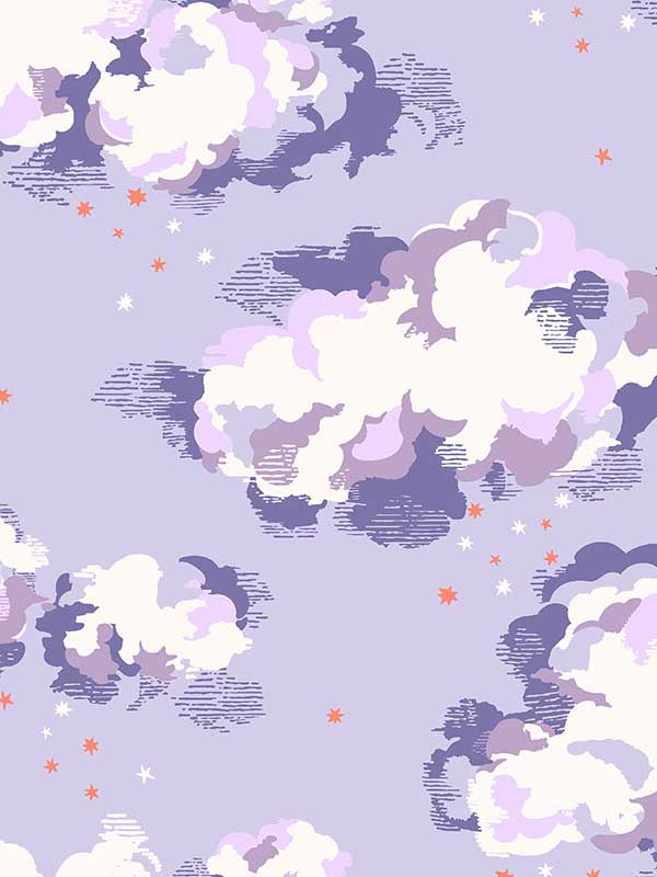 Silver Linings fabric in violet color - pattern number 131430 - by Graham and Brown in the Cath Kidston SS25 collection