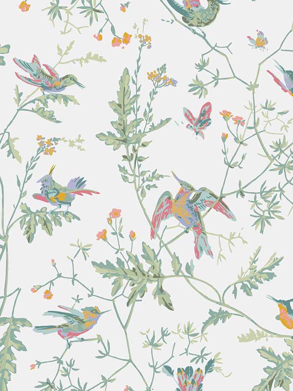 Hummingbirds fabric in pastel color - pattern number 112/4016.CS.0 - by Cole and Son in the Selection of Hummingbirds collection