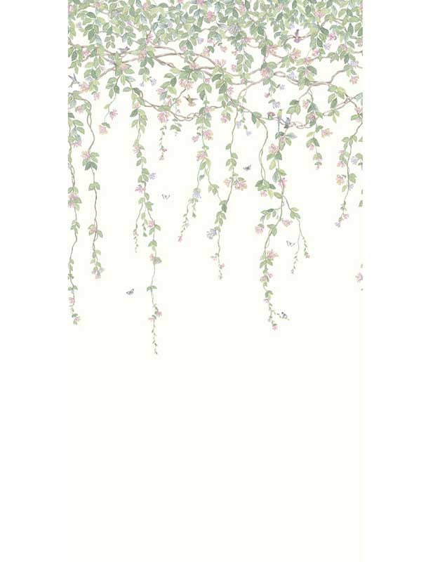 Hummingbirds Flora fabric in blush color - pattern number 124/2008.CS.0 - by Cole and Son in the Selection of Hummingbirds collection