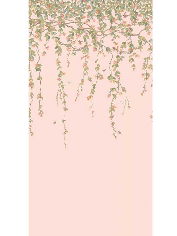 Hummingbirds Flora fabric in pink color - pattern number 124/2009.CS.0 - by Cole and Son in the Selection of Hummingbirds collection