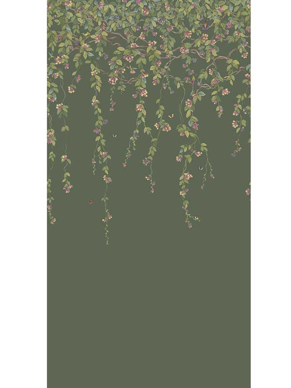 Hummingbirds Flora fabric in sage color - pattern number 124/2012.CS.0 - by Cole and Son in the Selection of Hummingbirds collection