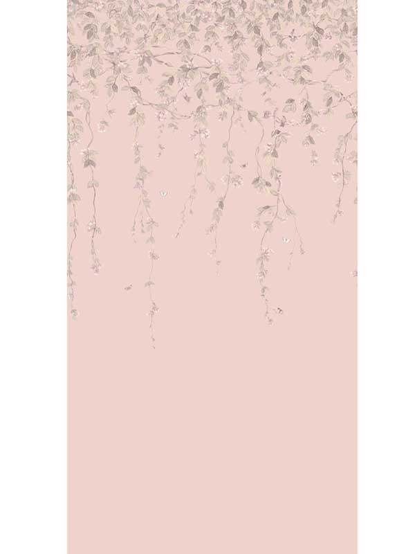 Hummingbirds Flora fabric in pink grey color - pattern number 124/2014.CS.0 - by Cole and Son in the Selection of Hummingbirds collection