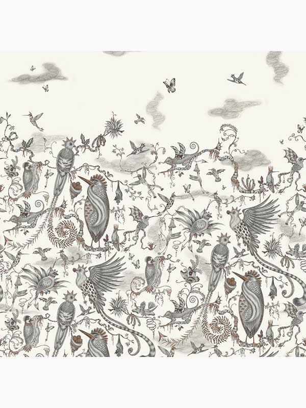 Cloud Forest fabric in ivory color - pattern number W0200/01.CAC.0 - by Clarke and Clarke in the Mythica Wallcoverings collection