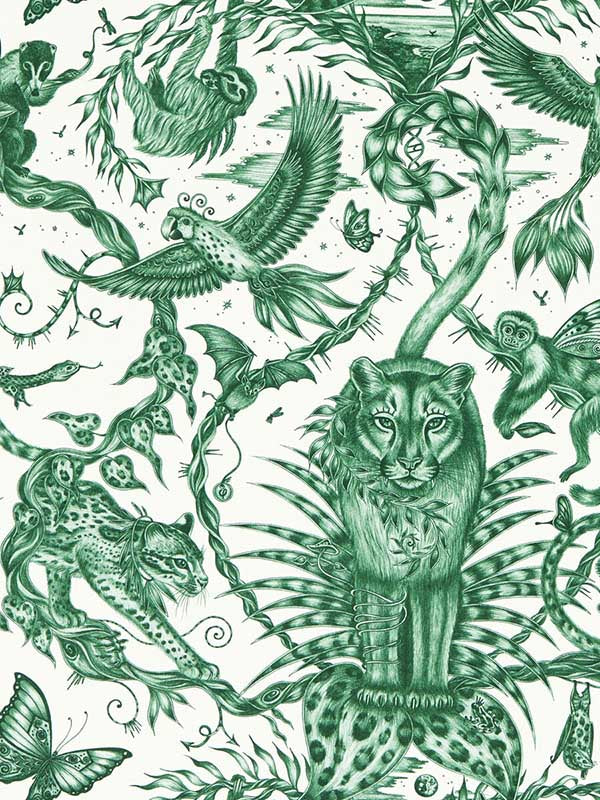 Bosque Dreams fabric in seafoam color - pattern number W0213/05.CAC.0 - by Clarke and Clarke in the Mythica Wallcoverings collection
