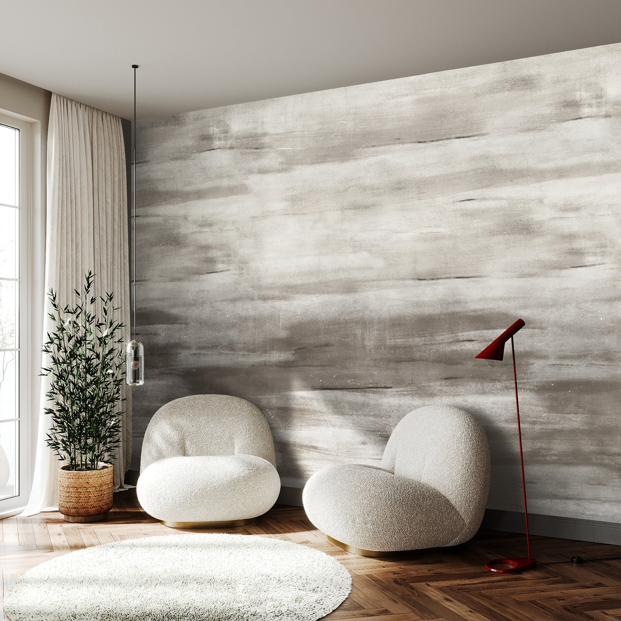 Abstract 4 Panel Mural in Beige color - pattern number 27652 - by Galerie in the Cerra collection