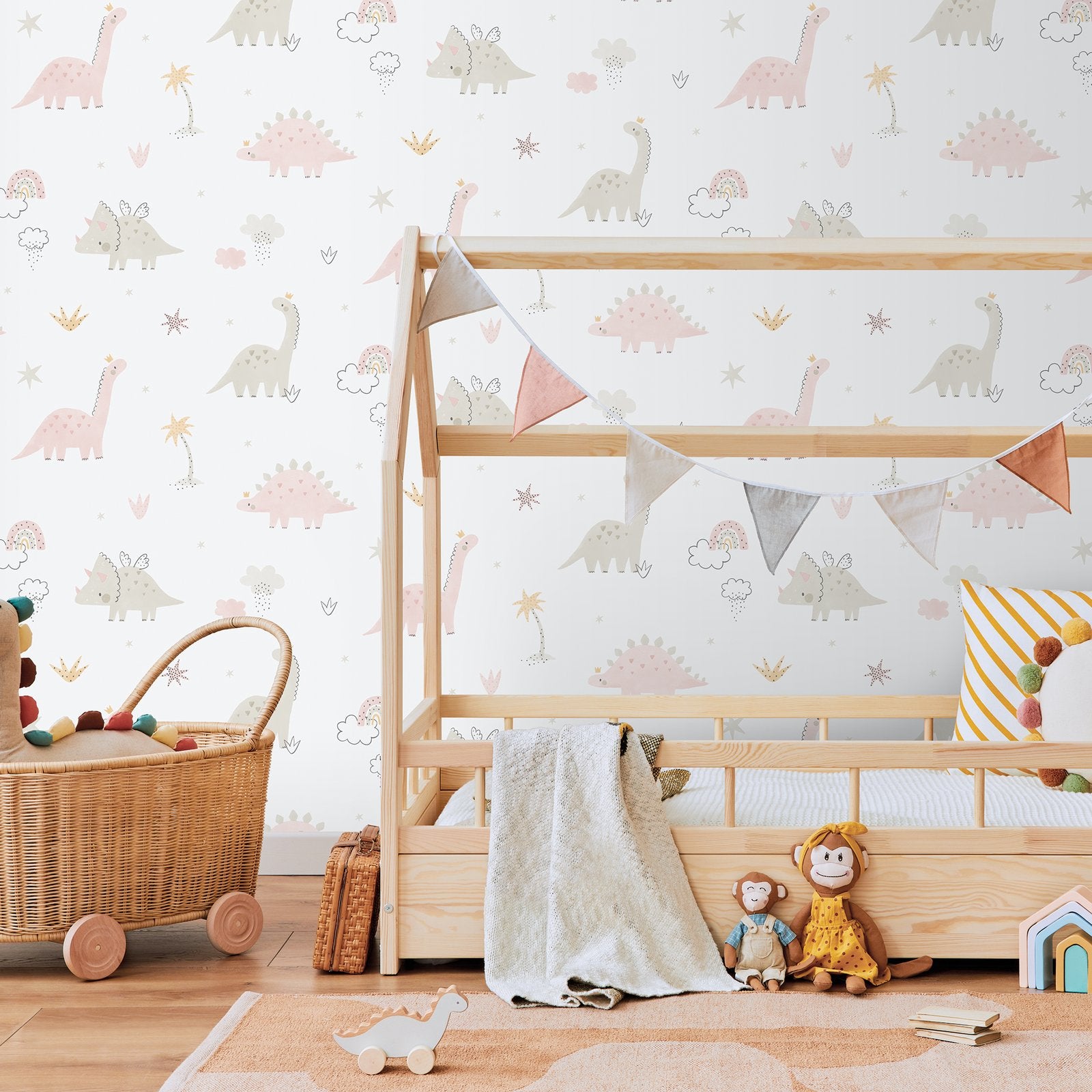 Dino Wallpaper in Pink color - pattern number 283-1 - by Galerie in the Bambino collection