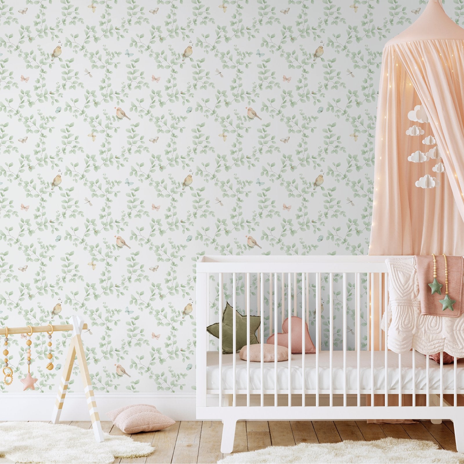 Birdy Wallpaper in Green color - pattern number 284-3 - by Galerie in the Bambino collection