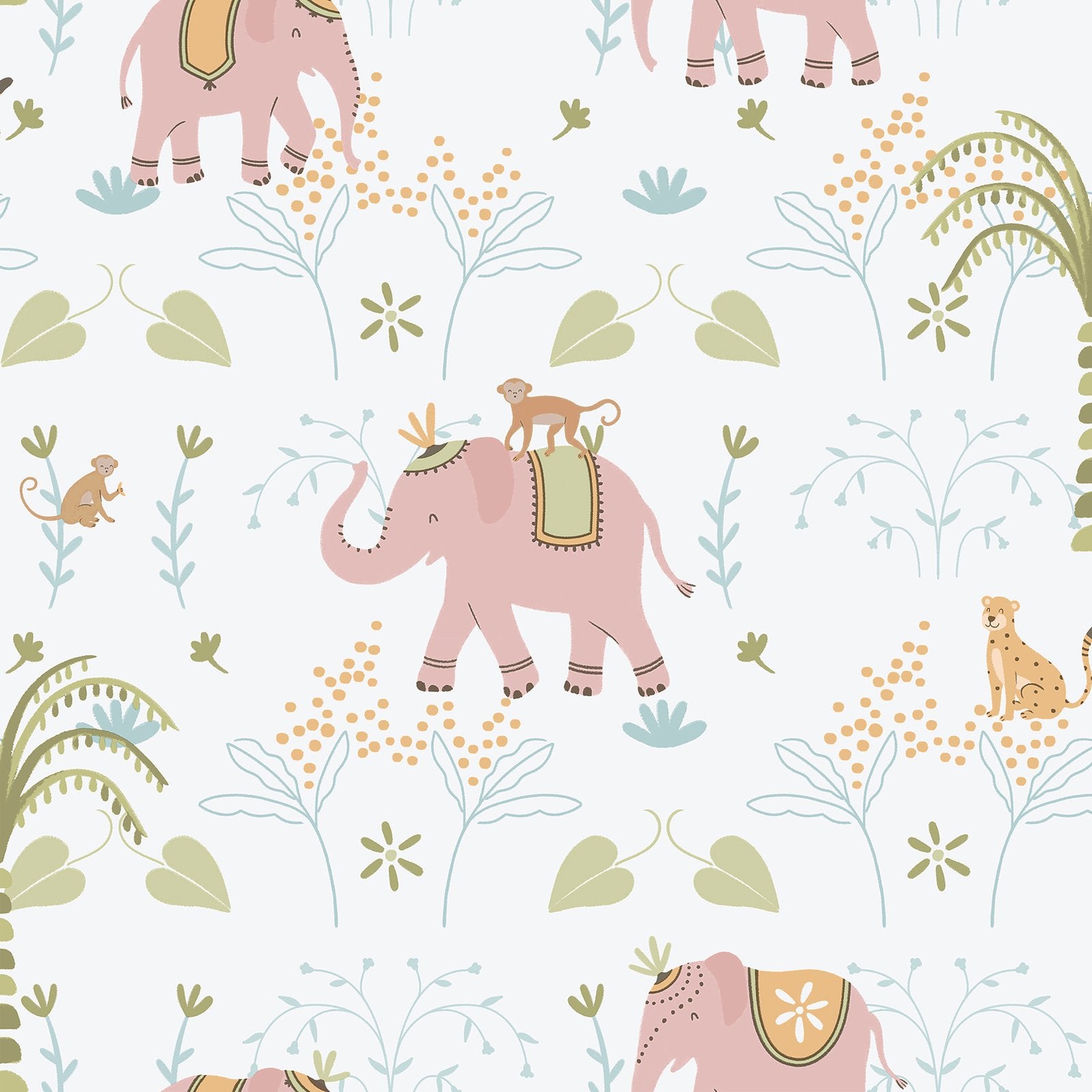 Elefun Wallpaper in Pink color - pattern number 285-1 - by Galerie in the Bambino collection