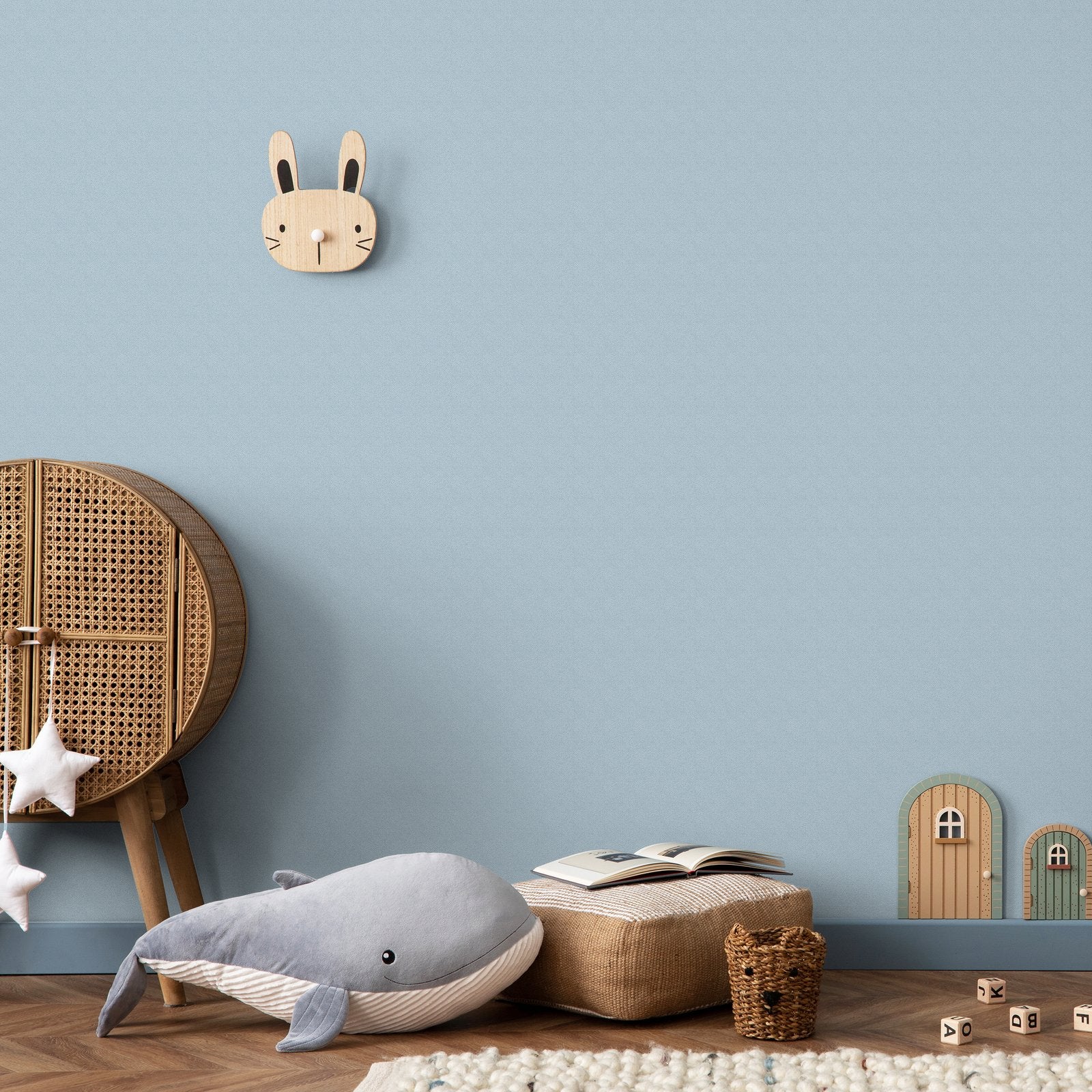 Dropy Plain Wallpaper in Blue color - pattern number 294-2 - by Galerie in the Bambino collection