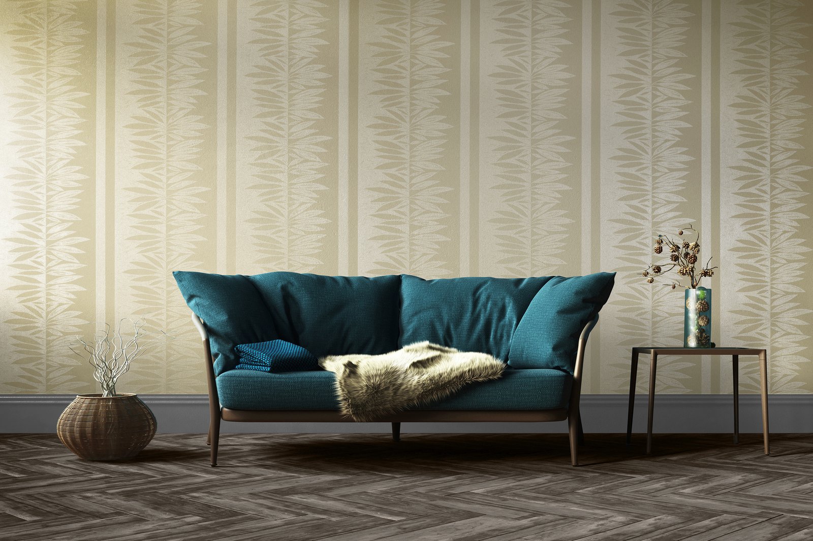 Passion Orche Gold wallpaper in beige color - pattern number GH30017-23 - by Galerie in the Slow Living collection