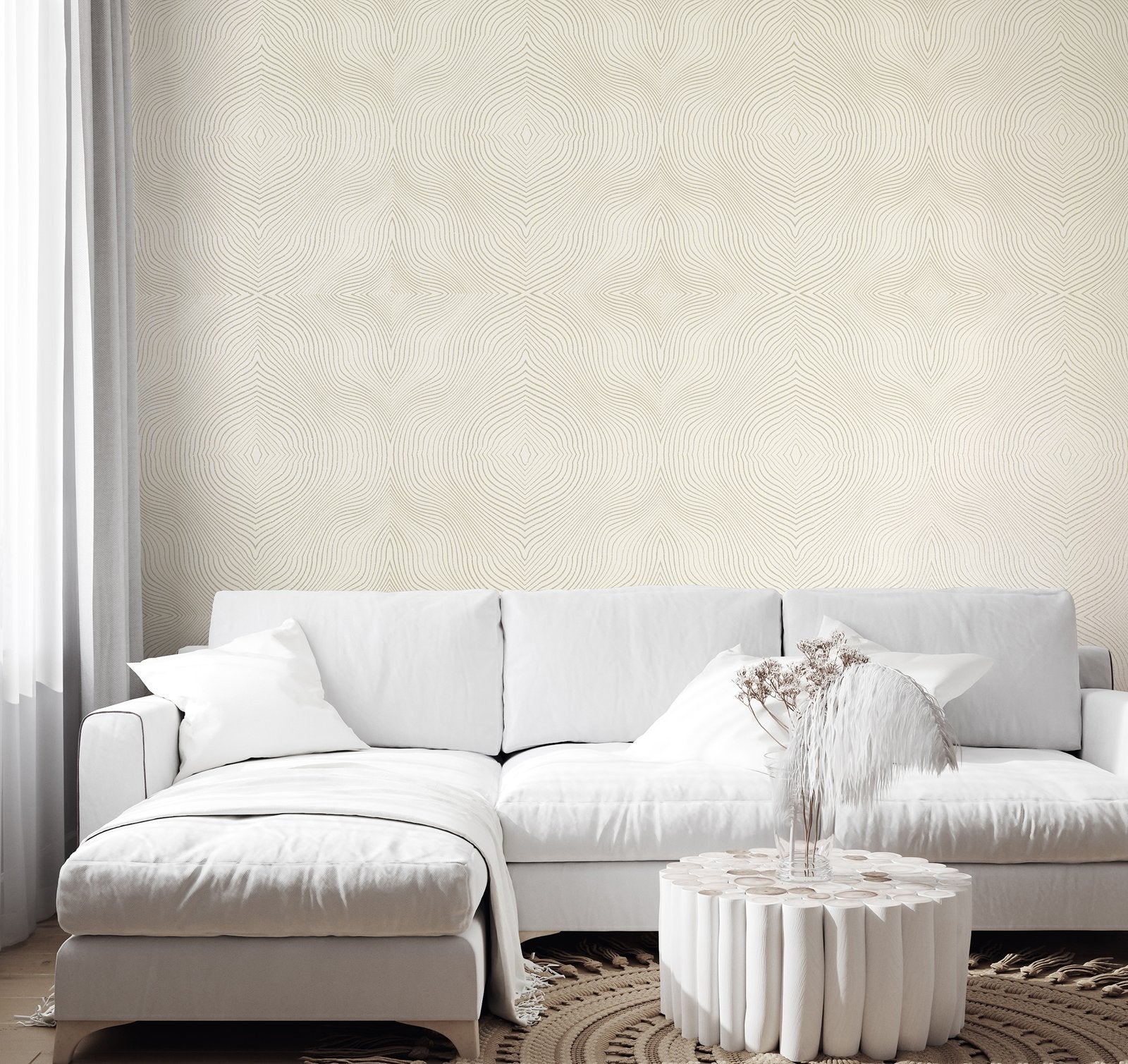 Flow Linen white wallpaper in cream color - pattern number GH30035-23 - by Galerie in the Slow Living collection