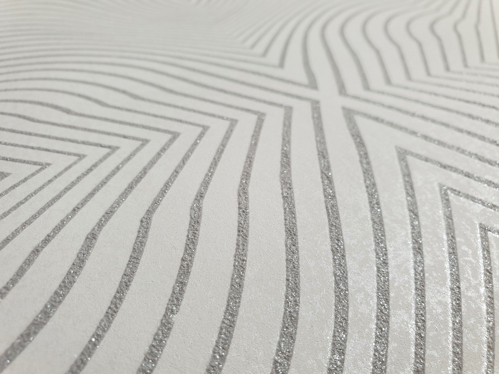 Flow Ivory White wallpaper in silver grey color - pattern number GH30036-23 - by Galerie in the Slow Living collection