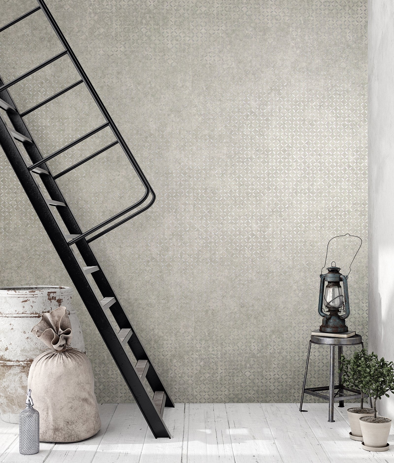 Soho / Metal Drain Grid wallpaper in silver grey color - pattern number GH30045-23 - by Galerie in the Urban Classics collection