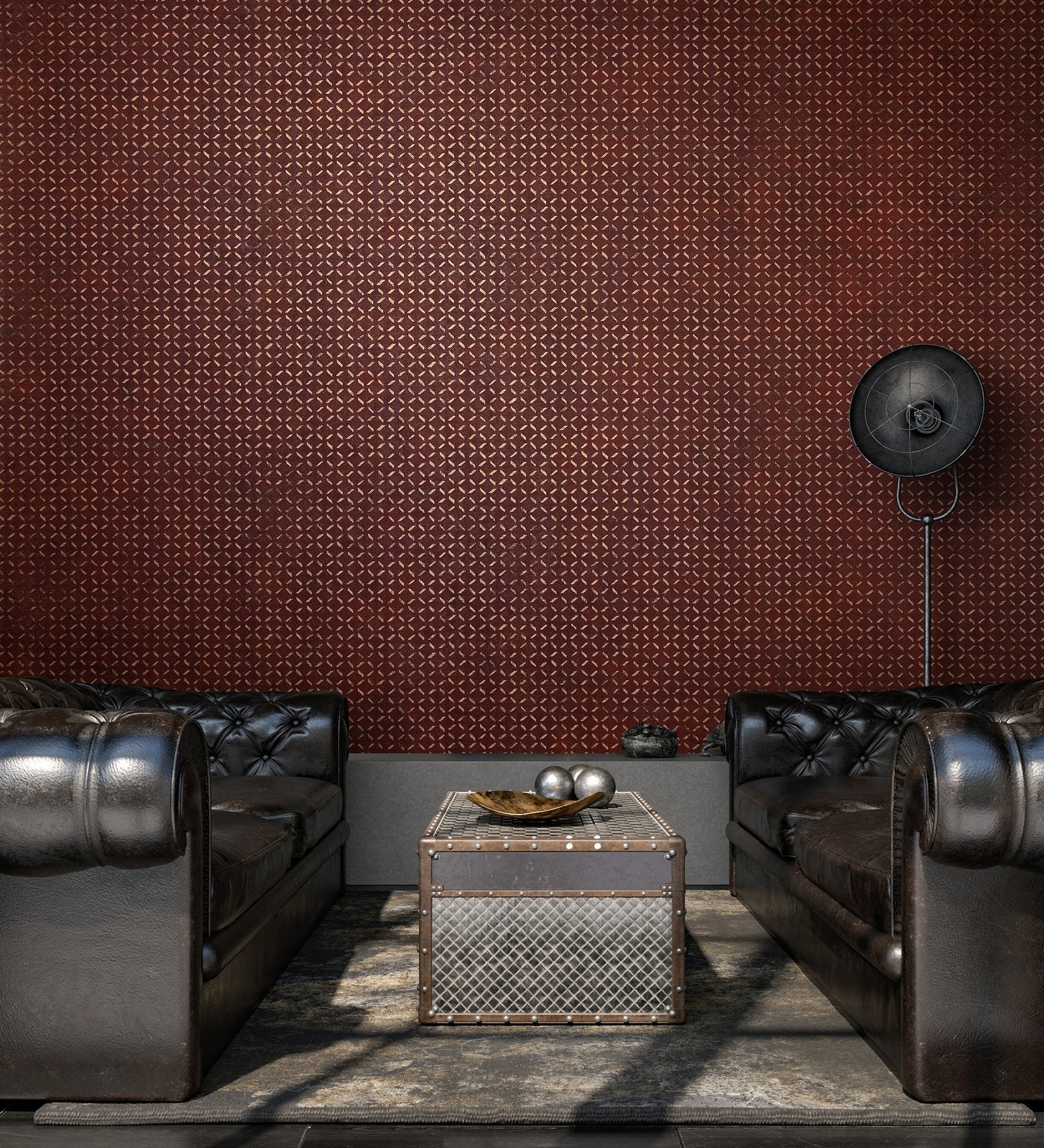 Soho / Metal Drain Grid wallpaper in red color - pattern number GH30049-23 - by Galerie in the Urban Classics collection
