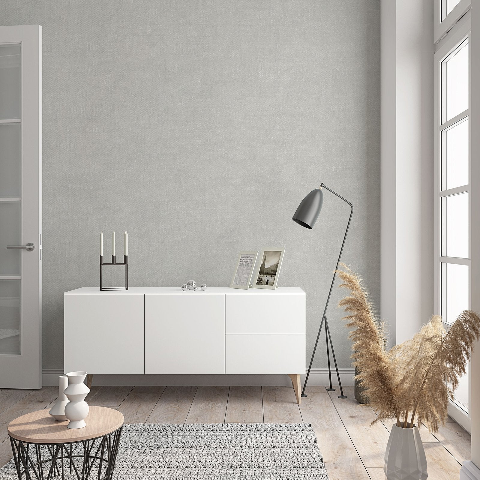 Linen Texture wallpaper in silver grey color - pattern number 32401 - by Galerie in the The New Textures collection