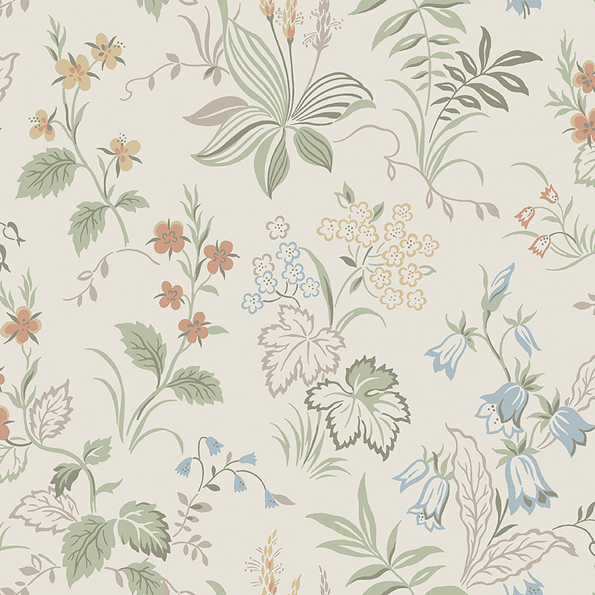 Folklore wallpaper in ivory and multi color - pattern number 3261 - by Schumacher in the Borastapeter collection