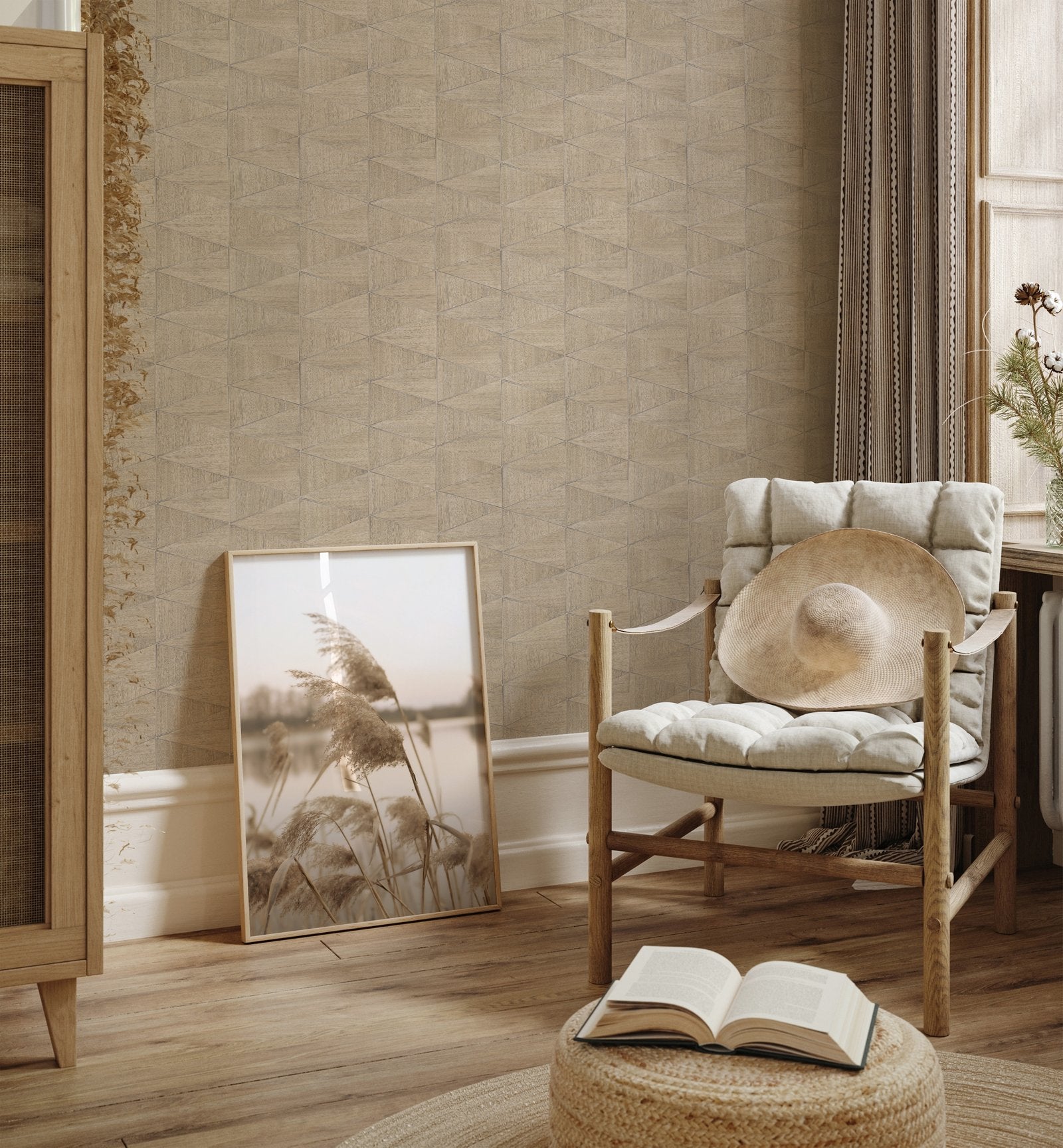 Graphic wallpaper in bronze brown color - pattern number 33359 - by Galerie in the The Woods and Wicker collection