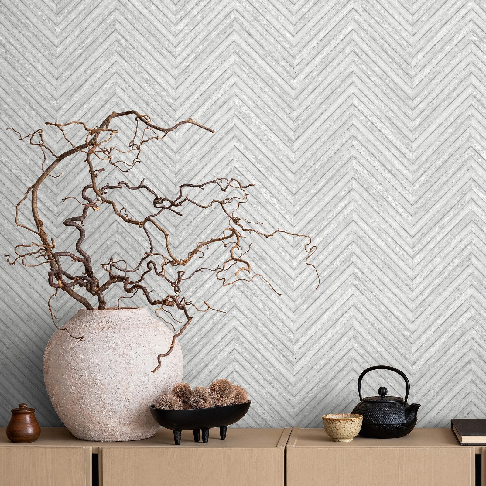 Wood optics wallpaper in silver grey color - pattern number 33375 - by Galerie in the The Woods and Wicker collection