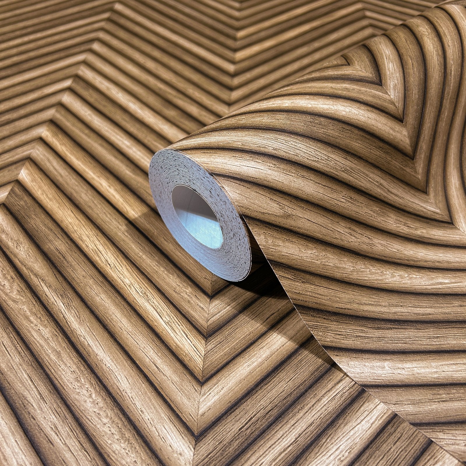 Wood optics wallpaper in bronze brown color - pattern number 33377 - by Galerie in the The Woods and Wicker collection