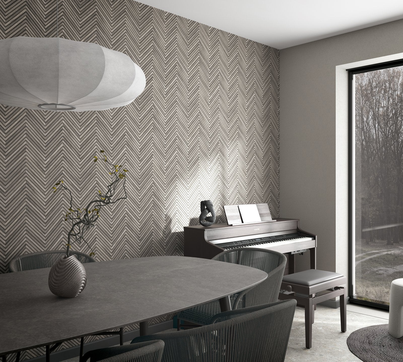 Wood optics wallpaper in silver grey color - pattern number 33380 - by Galerie in the The Woods and Wicker collection