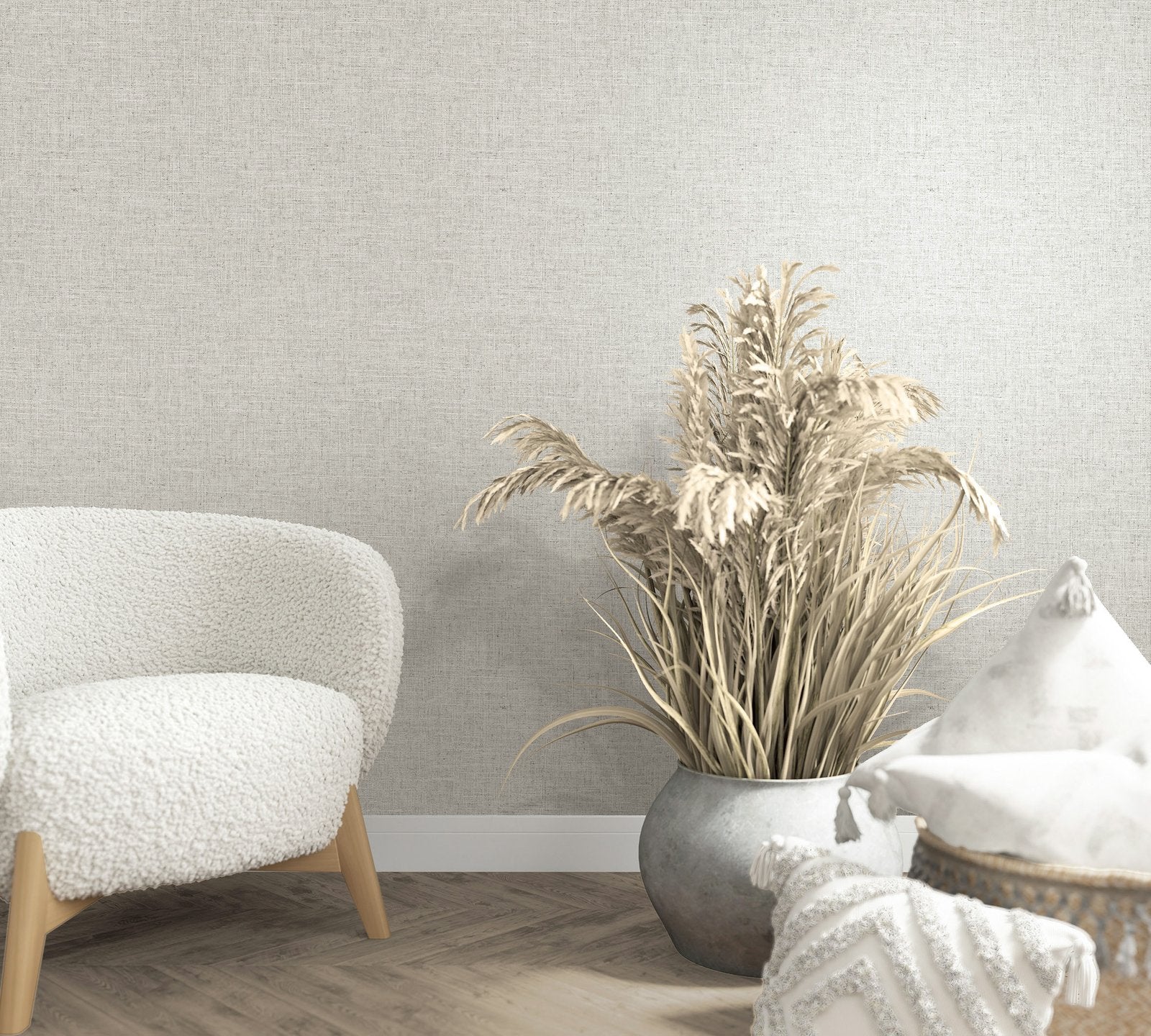 Uni wallpaper in silver grey color - pattern number 33388 - by Galerie in the The Woods and Wicker collection