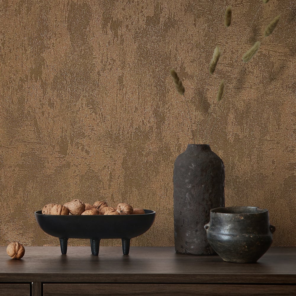 Structure Wallpaper in copper color - pattern number 34277 - by Galerie in the City Romance collection