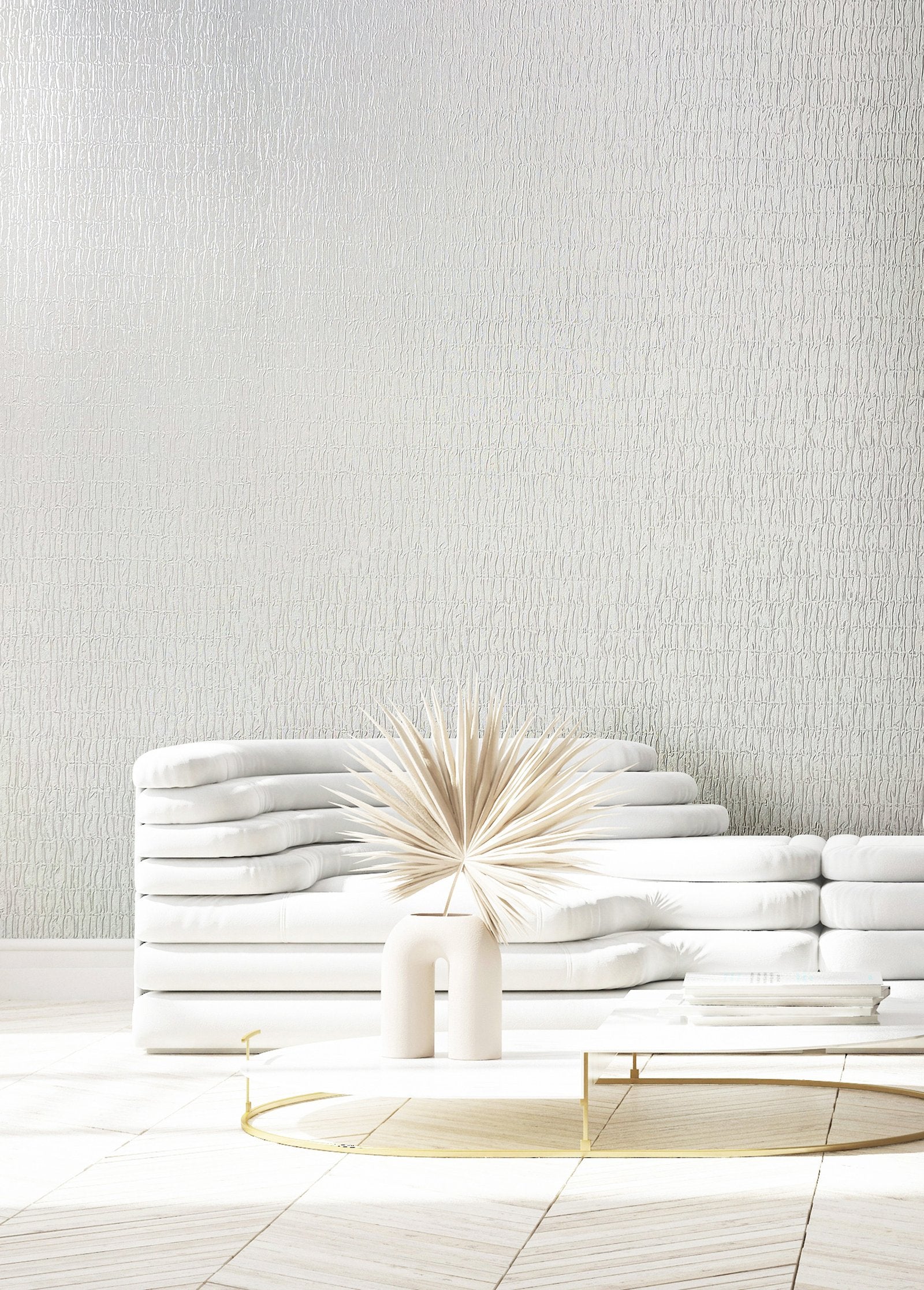 Ruche Silk wallpaper in white color - pattern number 34501 - by Galerie in the Kumano collection