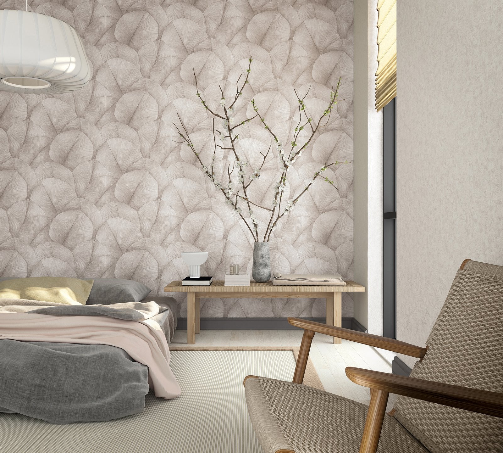 Palm Leaf wallpaper in pink color - pattern number 34511 - by Galerie in the Kumano collection