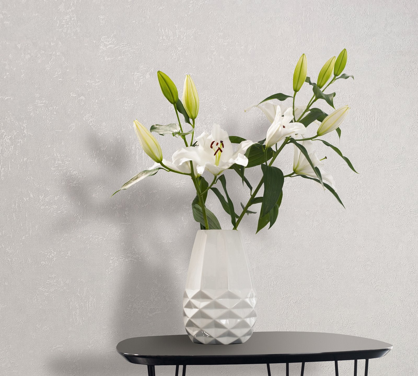 Plaster wallpaper in white color - pattern number 34517 - by Galerie in the Kumano collection