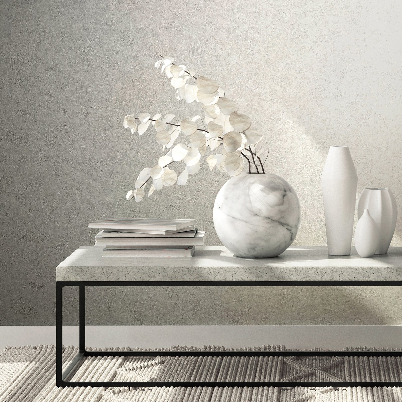 Plaster wallpaper in silver grey color - pattern number 34519 - by Galerie in the Kumano collection