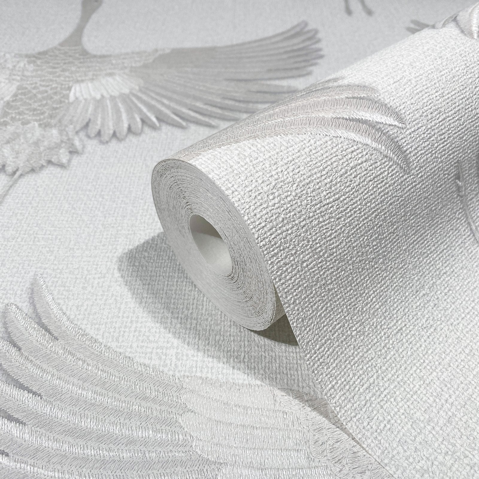 Stork wallpaper in white color - pattern number 34528 - by Galerie in the Kumano collection