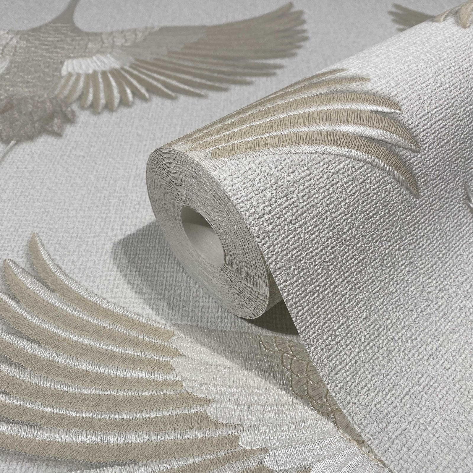 Stork wallpaper in beige color - pattern number 34529 - by Galerie in the Kumano collection