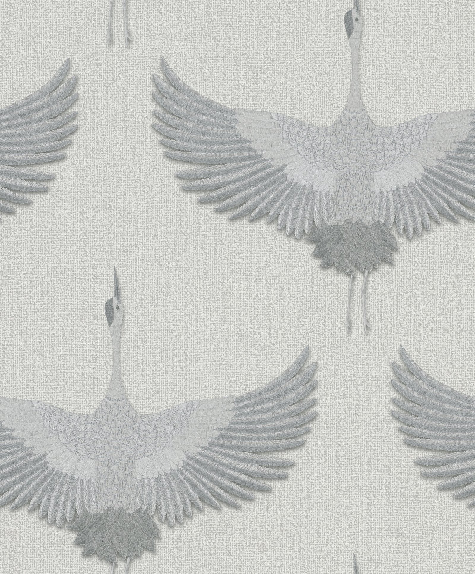 Stork wallpaper in silver grey color - pattern number 34530 - by Galerie in the Kumano collection