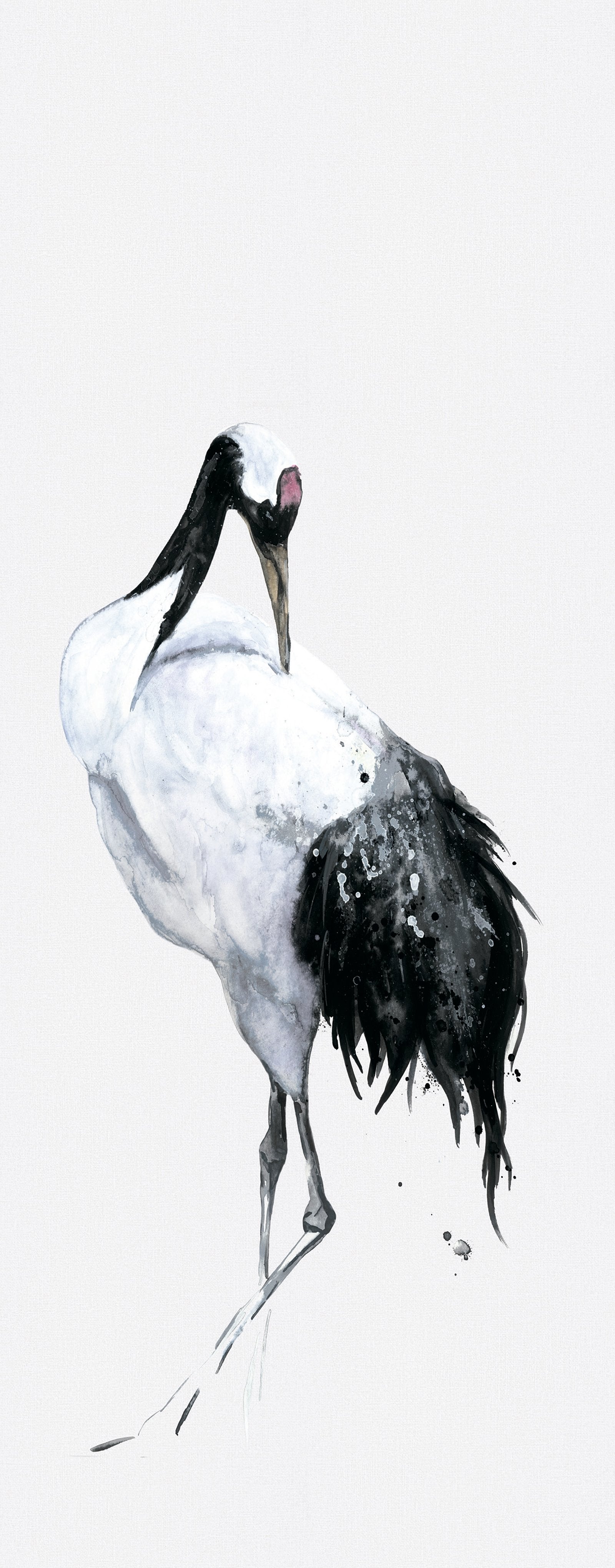 Painted Crane Mural mural in white color - pattern number 34594 - by Galerie in the Kumano collection