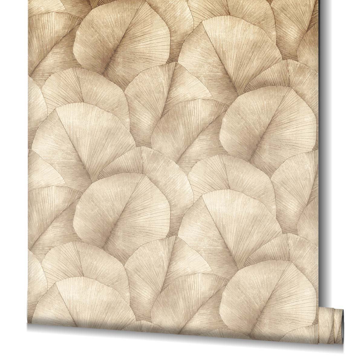 Repeatable Palm Leaf Mural mural in beige color - pattern number 34597 - by Galerie in the Kumano collection