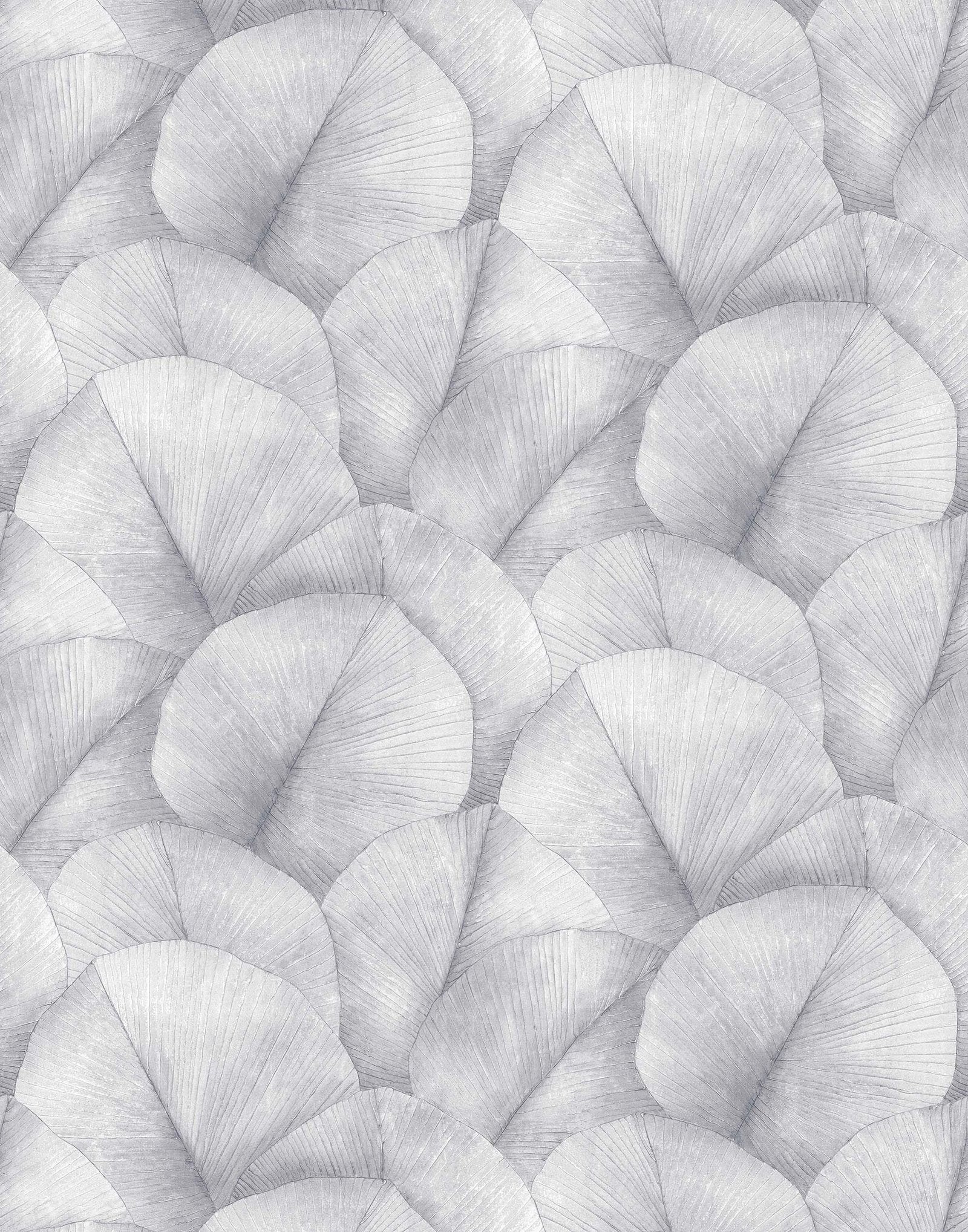 Repeatable Palm Leaf Mural mural in silver grey color - pattern number 34598 - by Galerie in the Kumano collection