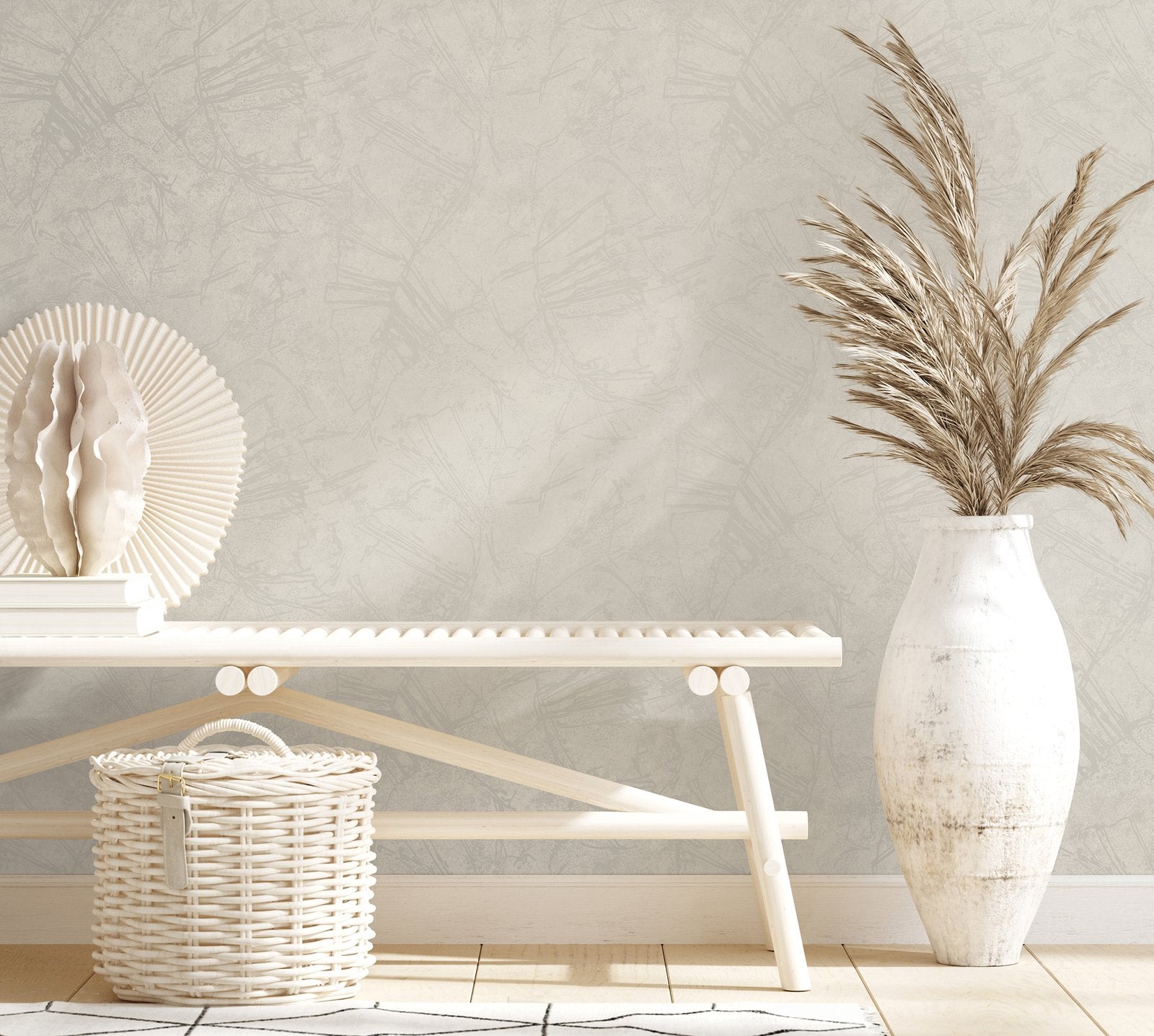 Graphic wallpaper in beige color - pattern number TR34615 - by Galerie in the Terra collection