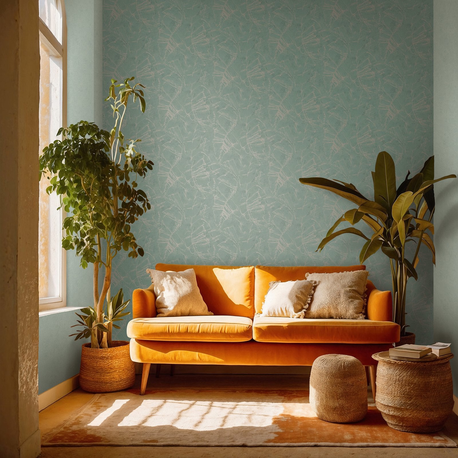 Graphic wallpaper in green color - pattern number TR34617 - by Galerie in the Terra collection