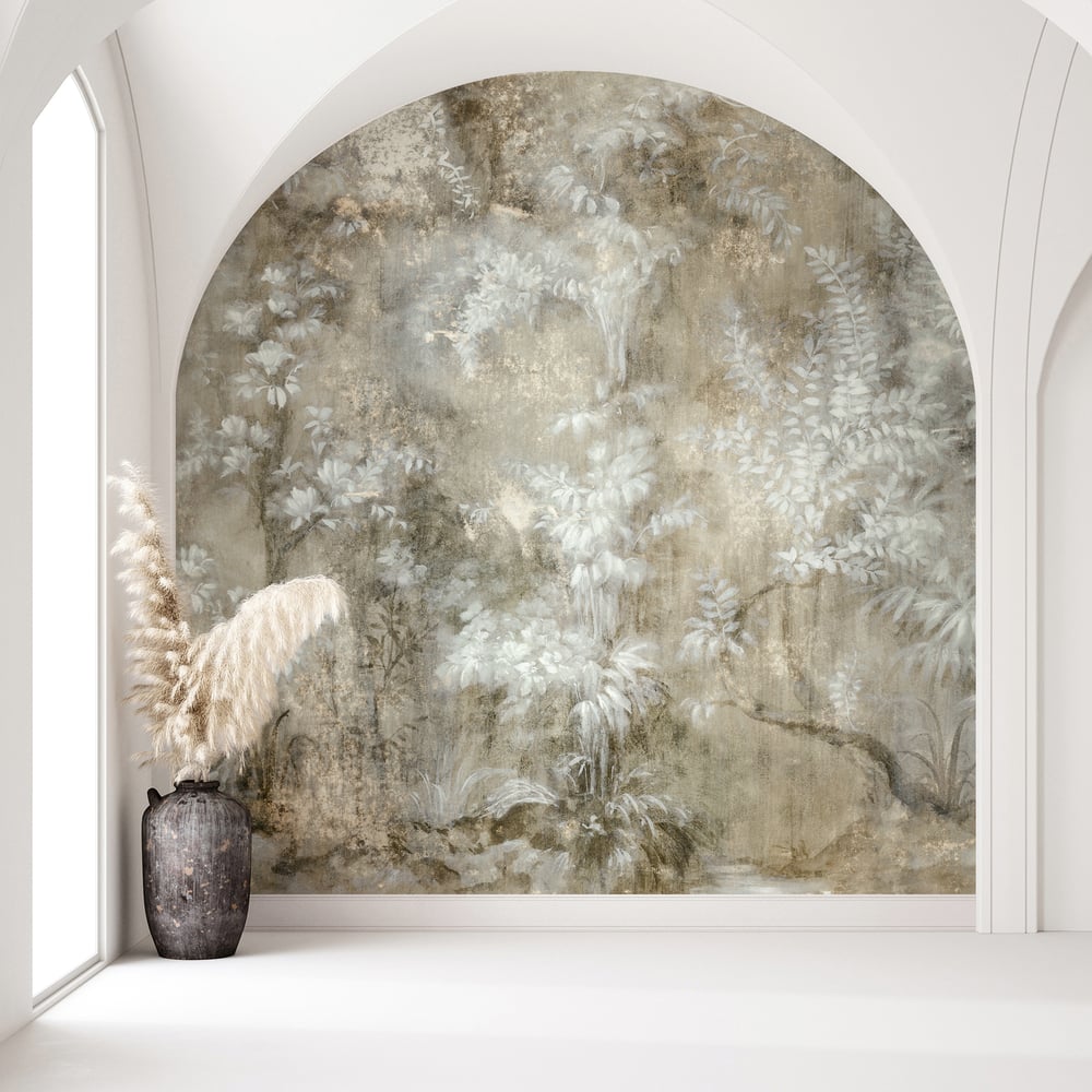 Floral 6 Panel Mural in beige color - pattern number 35095 - by Galerie in the City Romance collection