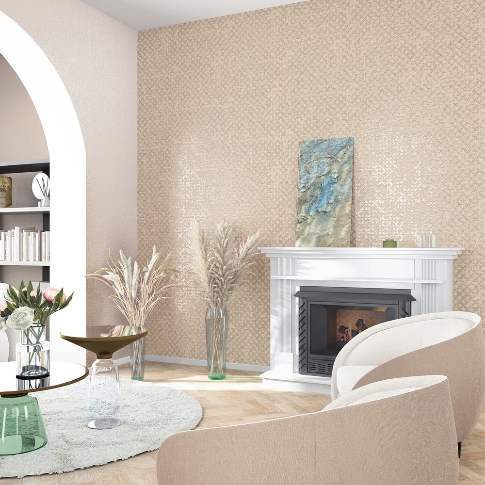 Graphics Wallpaper in beige color - pattern number 35120 - by Galerie in the City Romance collection