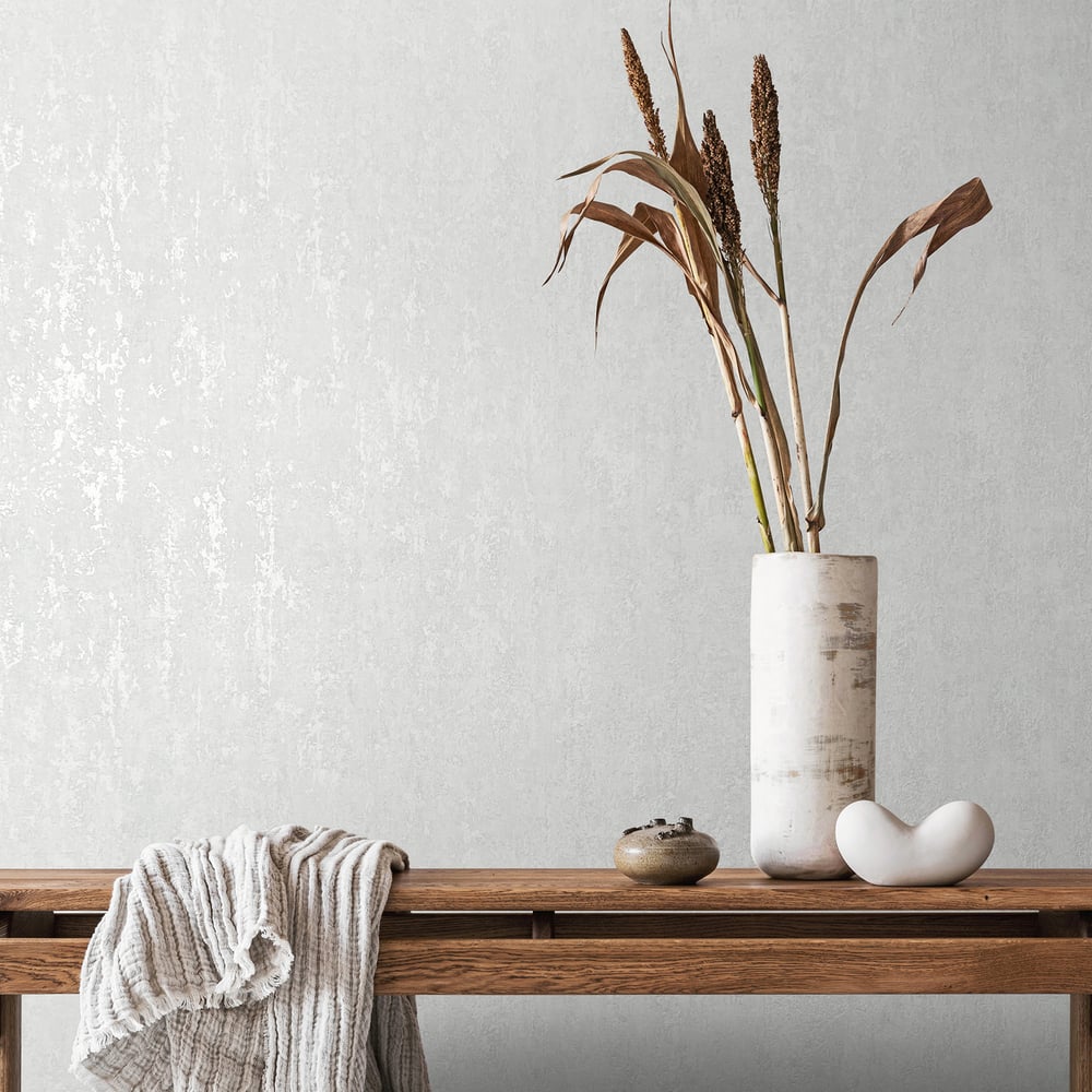 Concrete look Wallpaper in white color - pattern number 35126 - by Galerie in the City Romance collection