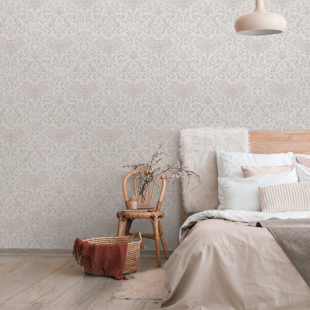 Floral Wallpaper in grey color - pattern number 35149 - by Galerie in the City Romance collection