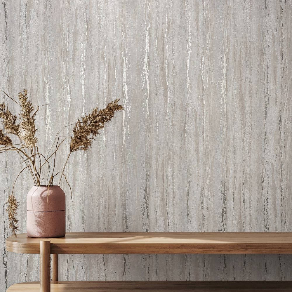 Plaster look Wallpaper in grey color - pattern number 35157 - by Galerie in the City Romance collection