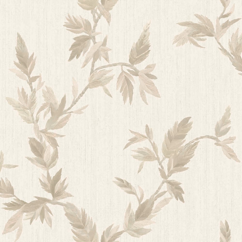 Thin Leaf wallpaper in beige rose gold color - pattern number 35910 - by Galerie in the Ornamenta collection