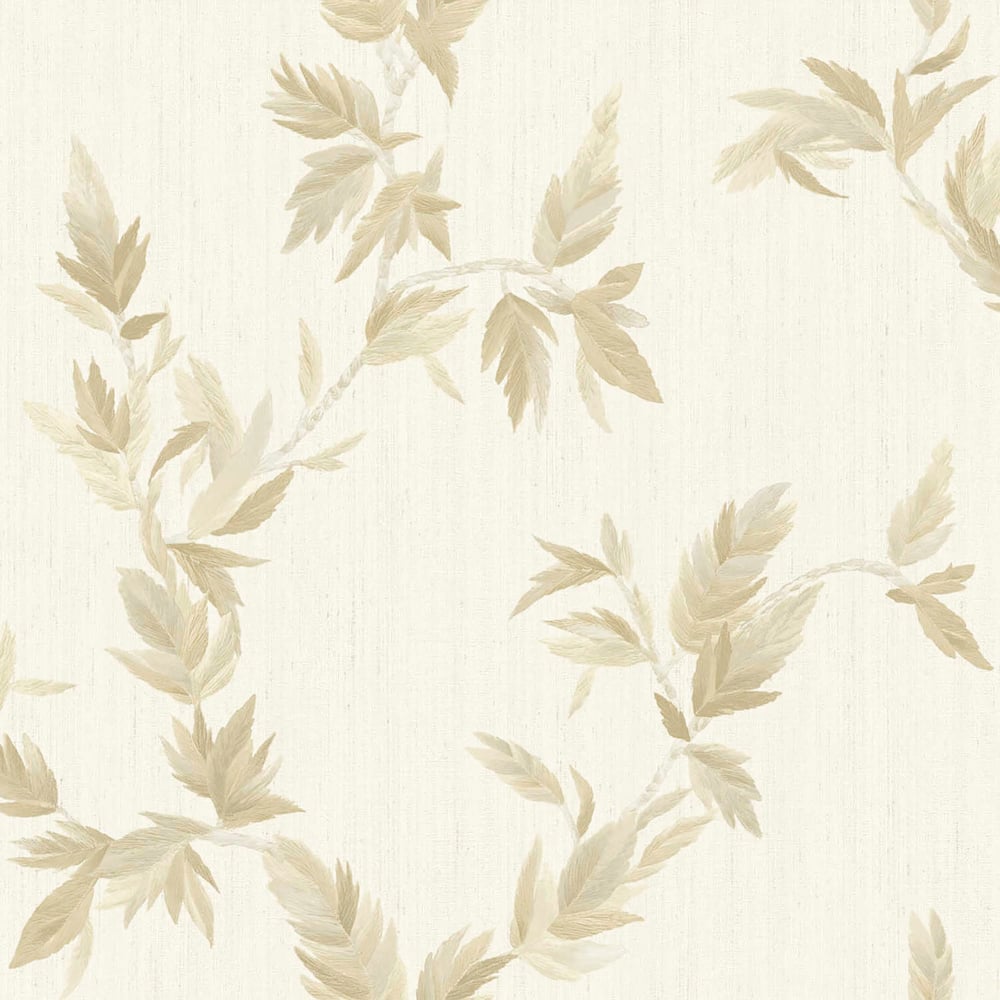 Thin Leaf wallpaper in beige gold color - pattern number 35912 - by Galerie in the Ornamenta collection