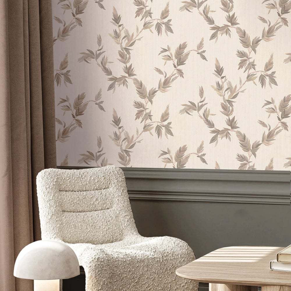 Thin Leaf wallpaper in grey gold color - pattern number 35918 - by Galerie in the Ornamenta collection